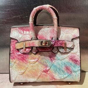 🐍 👜 Handmade Mini Rainbow Pastel Python Snakeskin Birkin AirPods Tote Bag Charm